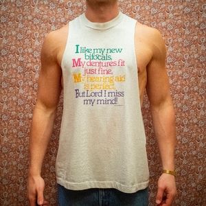 Vintage Colorful Cutoff Muscle Tee Tank Top